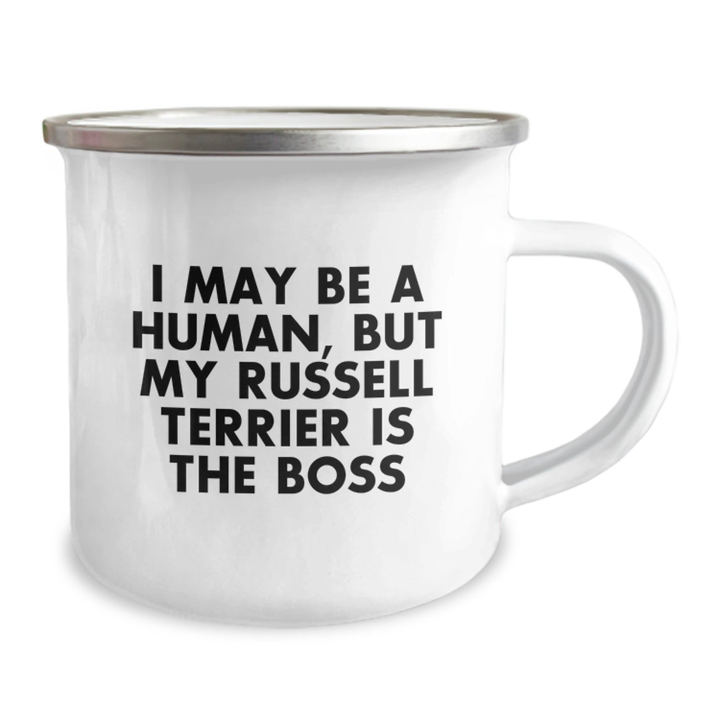 Funny Russell Terrier Dog Gifts for Valentine's Camping Mugs from Friends to Russell Terrier Dog Lovers, I May Be A Human, But My Russell Terrier Is The Boss - Image 2