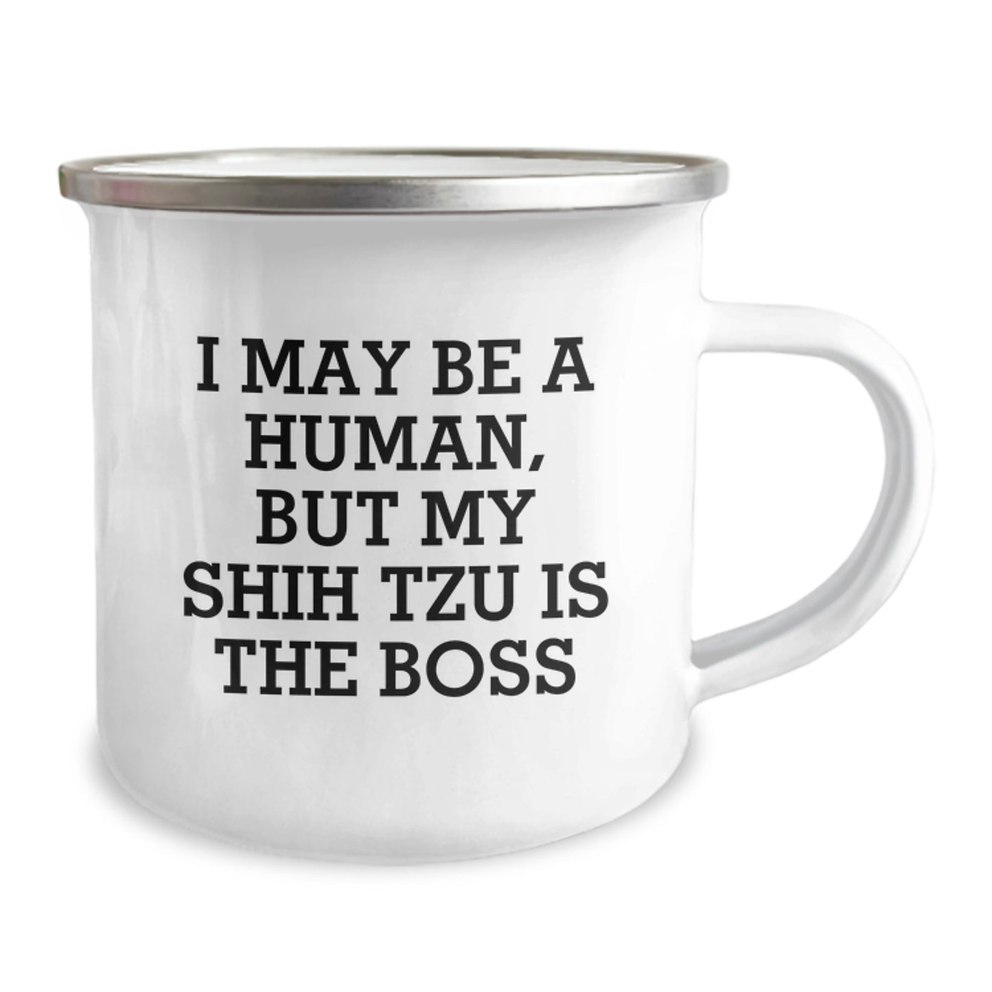 Funny Shih Tzu Dog Lover Gifts from Men to Family Members Unique Valentine's Camping Mugs I May Be A Human, But My Shih Tzu Is The Boss - Image 2