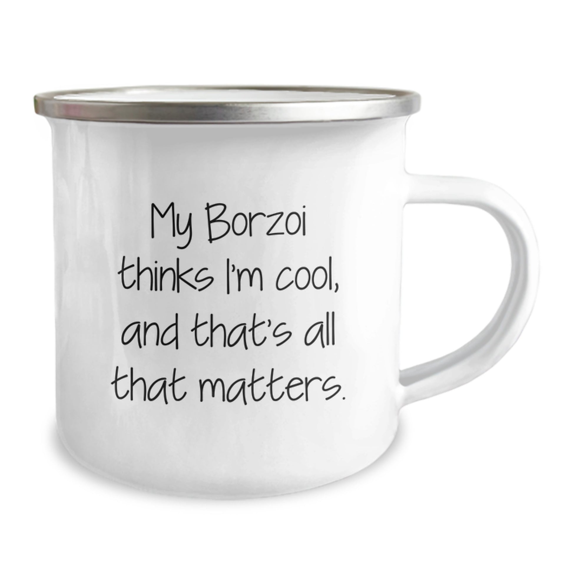 Borzoi Dog Lover's Funny Quote Camping Mug for Valentine's Unique Gifts from Friends to Family - Image 2