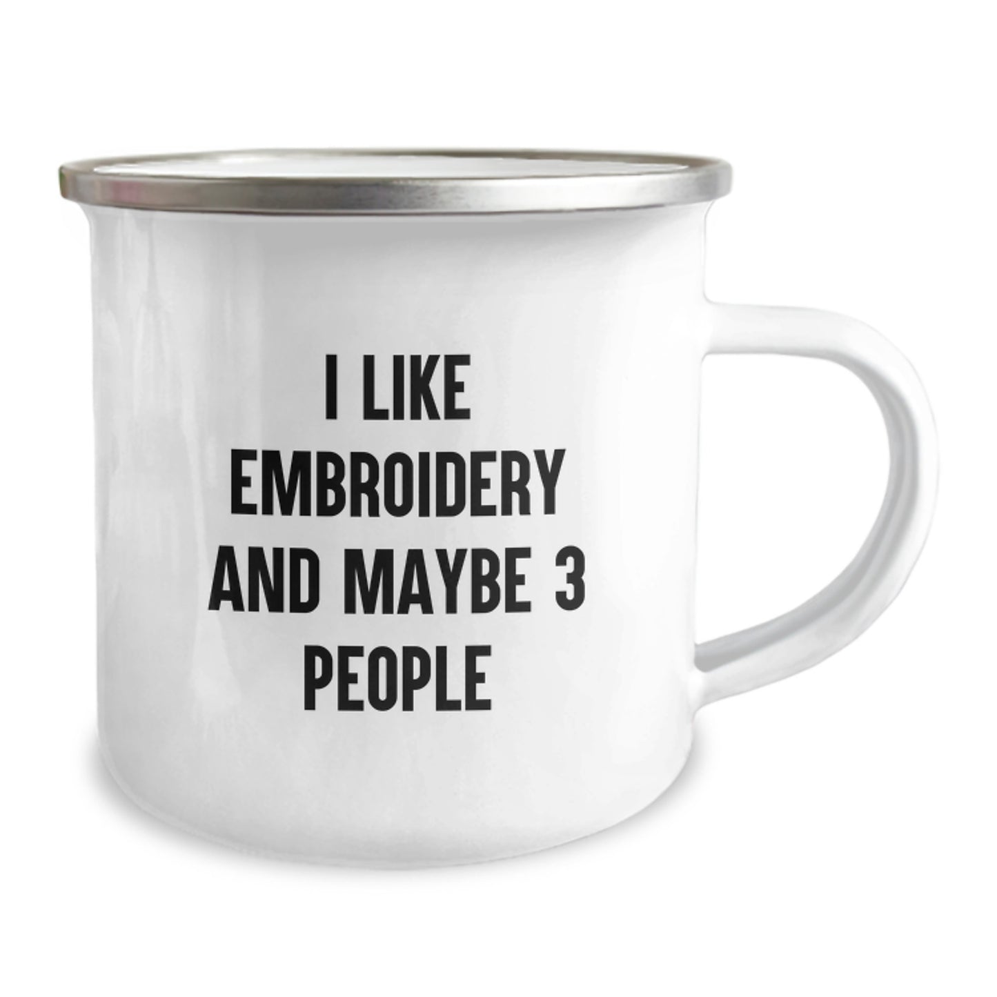 Funny Embroidery Gifts for Men - Unique Camping Mugs for Graduation from Friends, 'I Like Embroidery And Maybe 3 People', Stainless Steel with Enamel Finish - Image 2