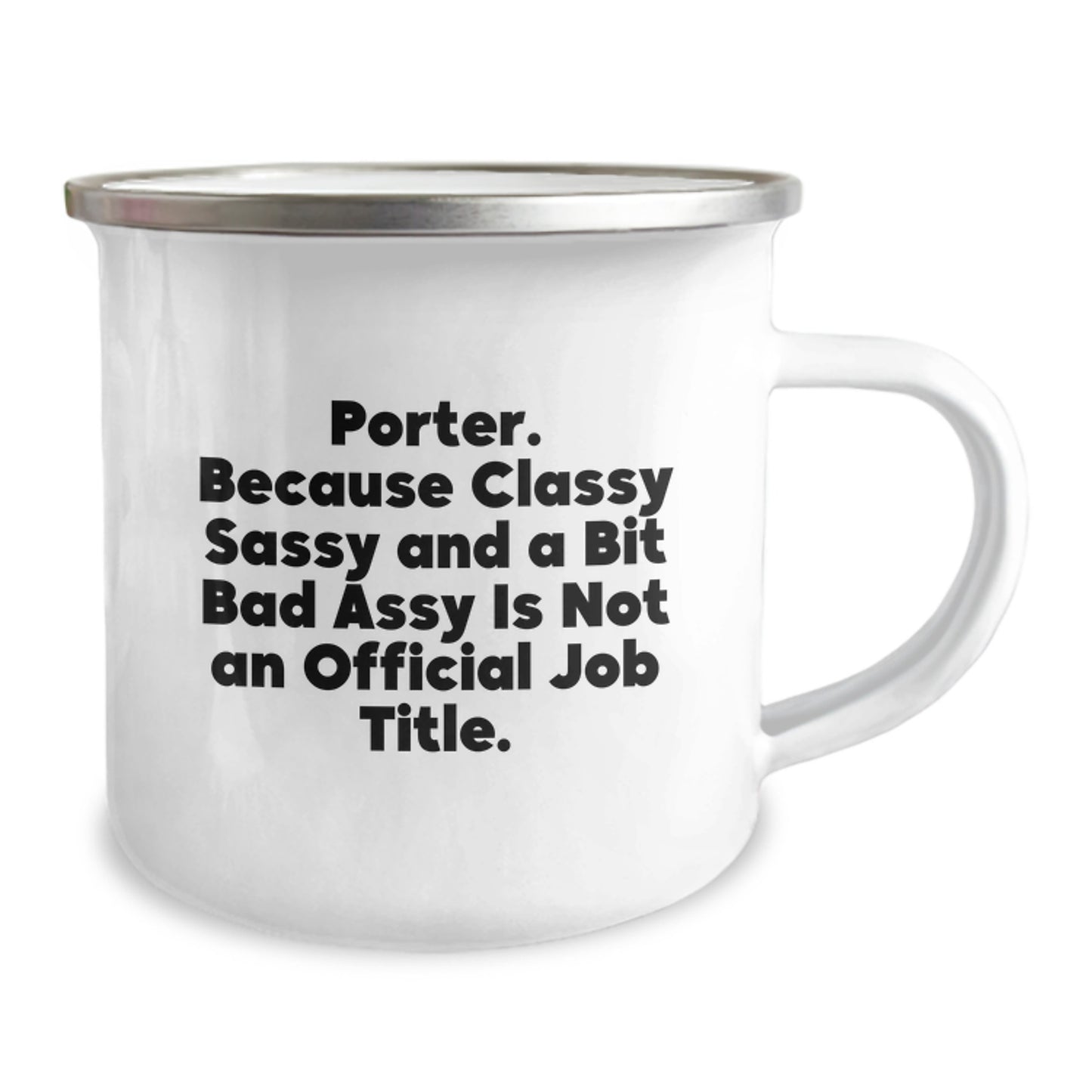 Porter Gifts, Funny Camping Mug, Mother's Day Unique Gifts from Men, Enamel Finish 12 oz Stainless Steel - Image 2