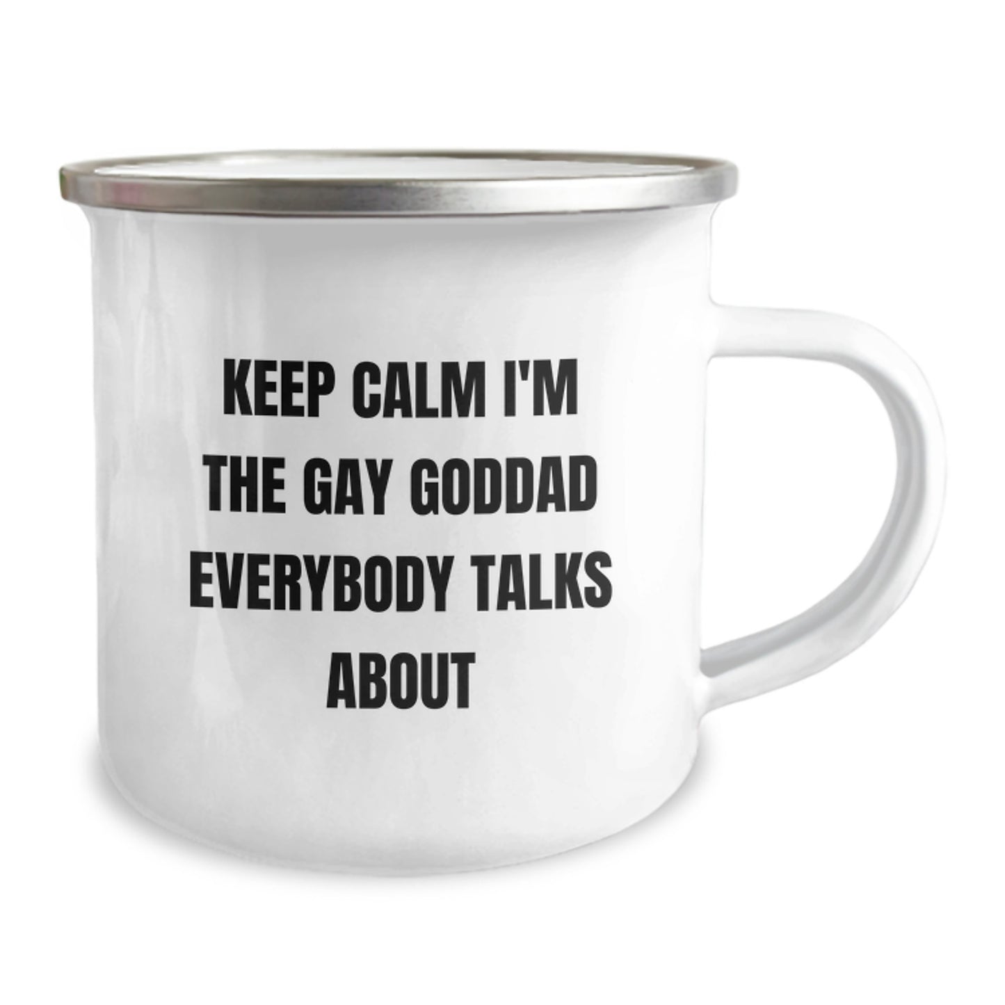 Goddad Birthday Inspiration Funny Quote Camping Mug Gifts for Men from Friends, Keep Calm I'm The Gay Goddad Gifts Unique Camping Mugs for Him - Image 2