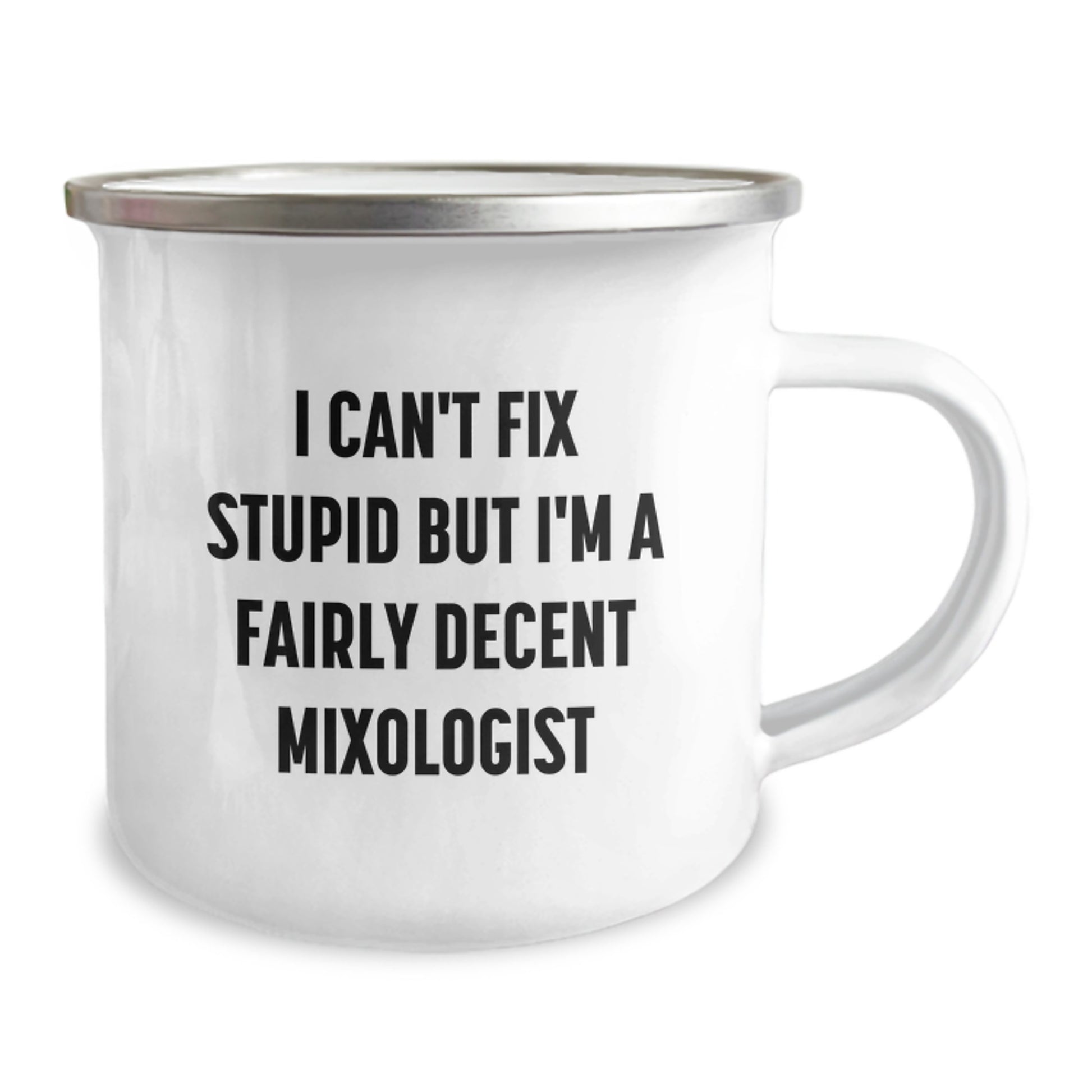 Funny Mixologist Gifts for Him, Valentine's Unique Camping Mugs from Men, I 'Can't Fix Stupid But I'm A Fairly Decent Mixologist' Funny Mug - Image 2