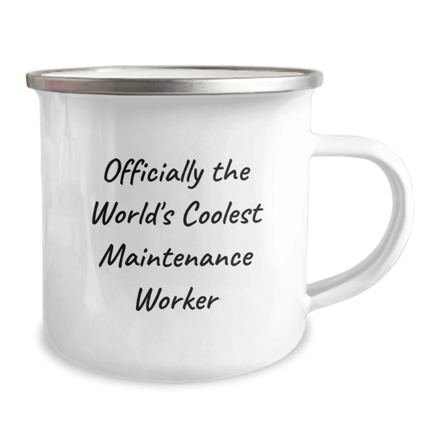 Funny Maintenance Worker Gifts from Friends, Officially The World's Coolest Maintenance Worker Quote, 12 oz Stainless Steel Camping Mug with Enamel Finish for Maintenance Worker on Valentine's - Image 2