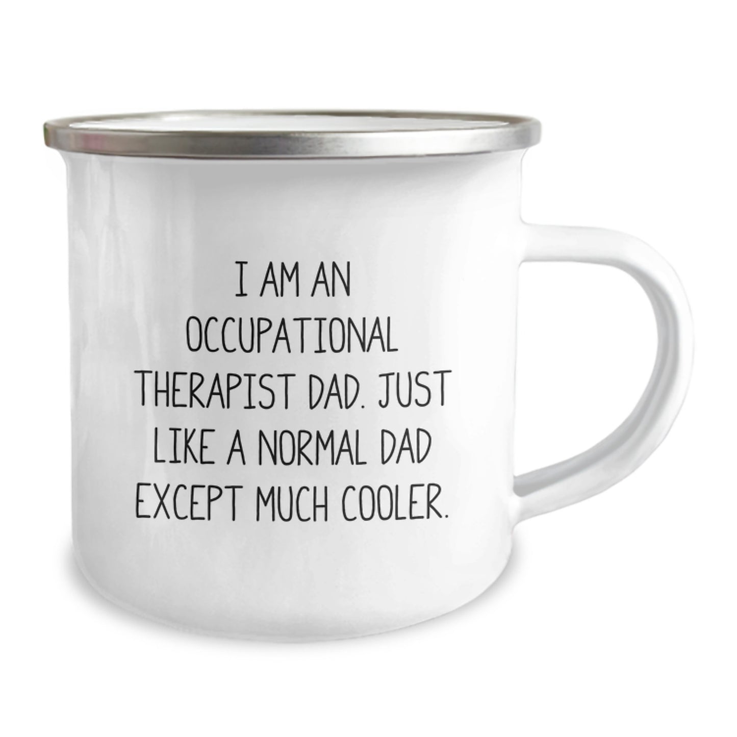 Funny Occupational Therapist Gifts for Men - 'I Am An Occupational Therapist Dad' Camping Mug, Enamel Finish, Christmas Unique Ideas - Image 2
