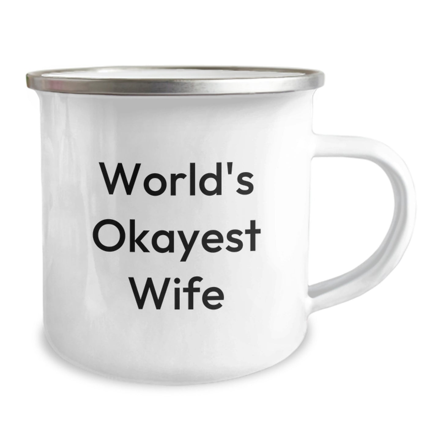 Funny Wife Gifts from Men - World's Okayest Wife Stainless Steel Camping Mug for Birthday - Unique Gifts for Wife Camping Enthusiasts - Image 2