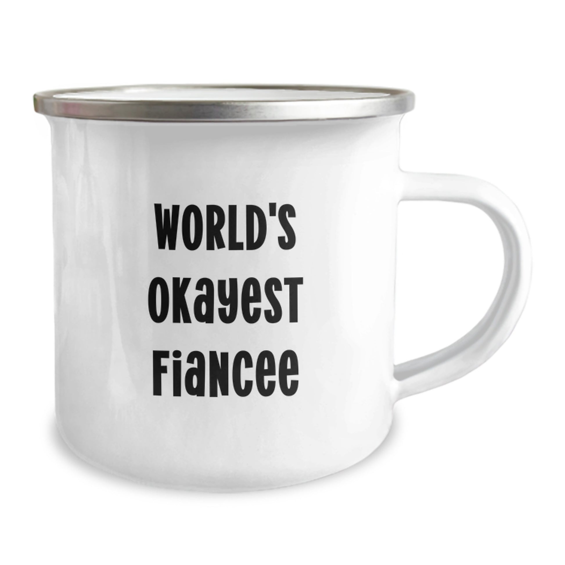 Funny Fiancee Gifts from Men for Birthday - World's Okayest Fiancee Camping Mug - Image 2