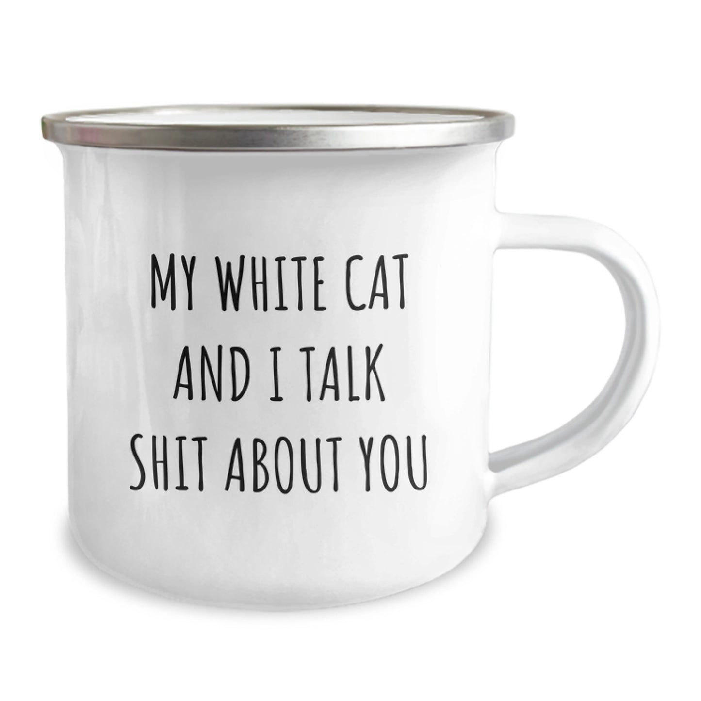 Funny White Cat Gifts from Family for White Cat Lover Mother's Day Camping Mug - Image 2