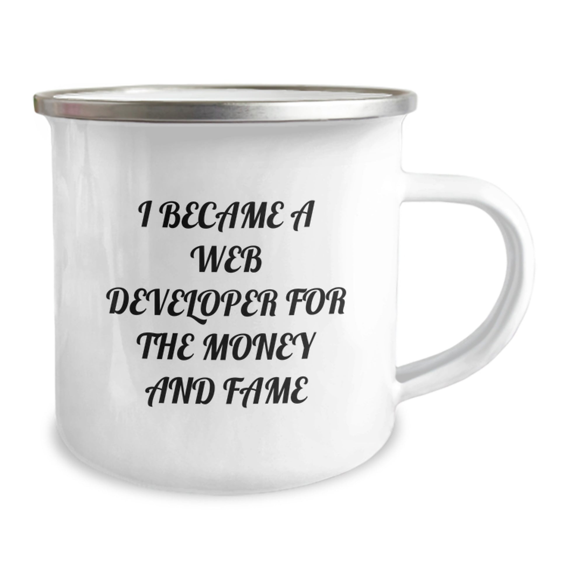 Funny Web Developer Gifts for Men, Camping Mug, 'I Became A Web Developer For The Money And Fame', Christmas Unique Gifts from Friends - Image 2