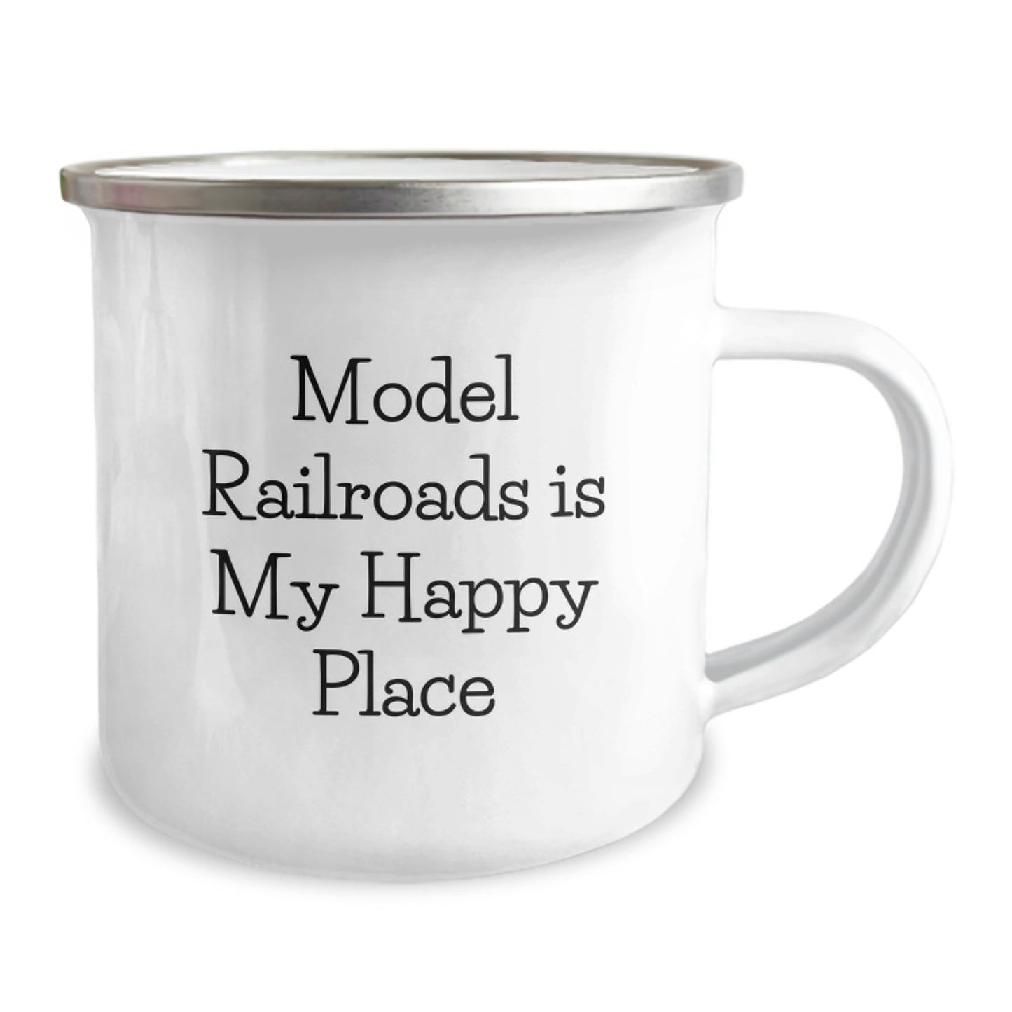 Funny Model Railroads Gifts for Dad from Son - Father's Day Unique Camping Mug with Model Railroads Is My Happy Place Quote - Image 2
