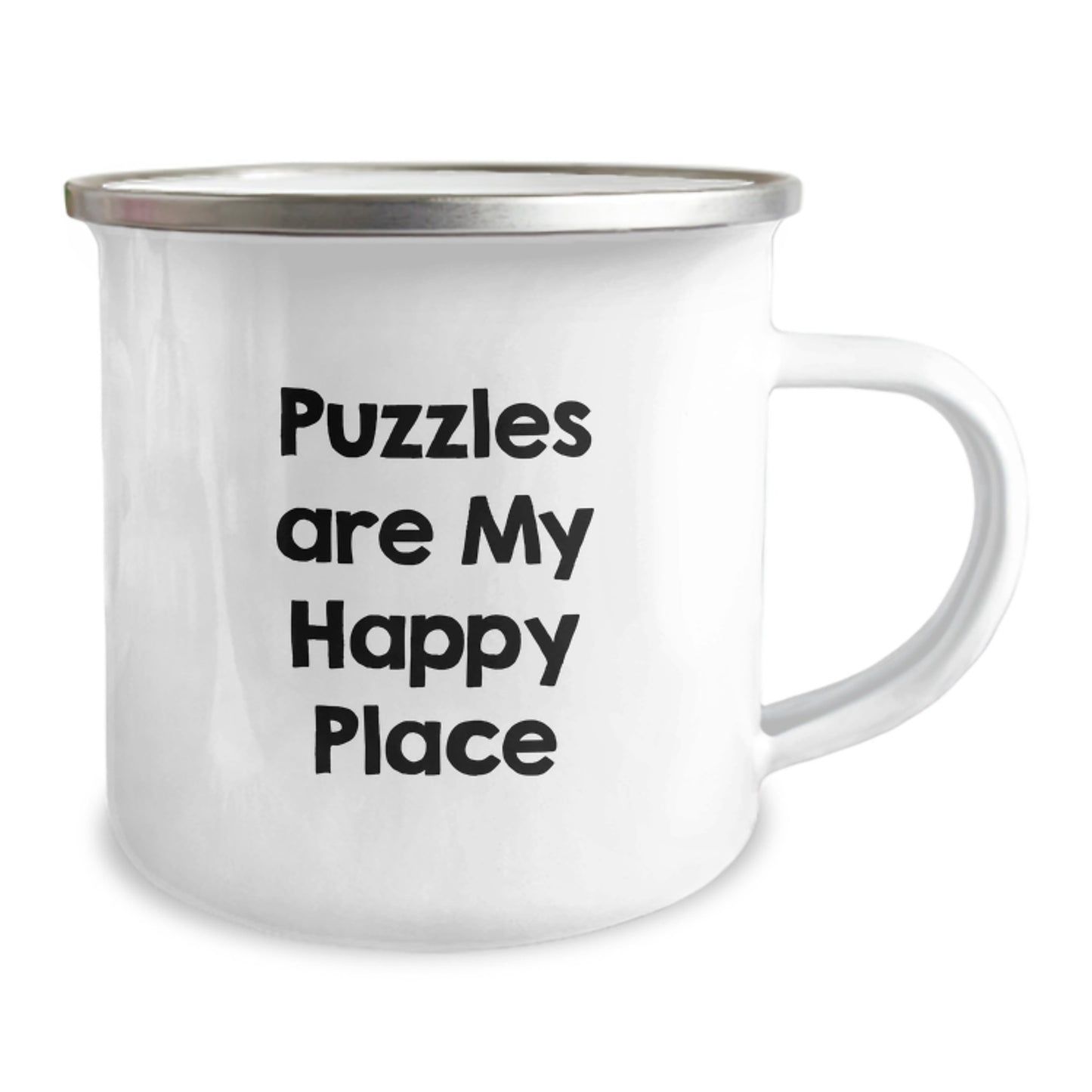 Puzzles Fun Gifts for Men, Dad's Unique Father's Day Present, Camping Mug with Funny Quote 'Puzzles Are My Happy Place' - Image 2