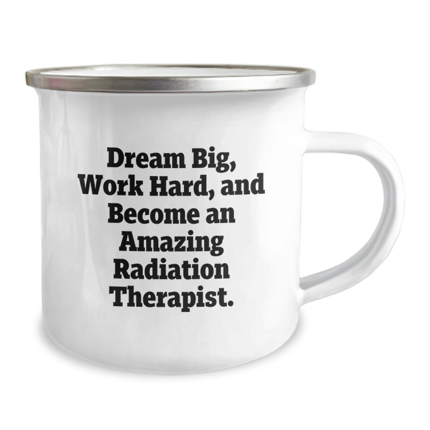 Radiation Therapist Gifts from Friends, Inspirational Camping Mug for Men, 'Dream Big Work Hard' Quote - Image 2