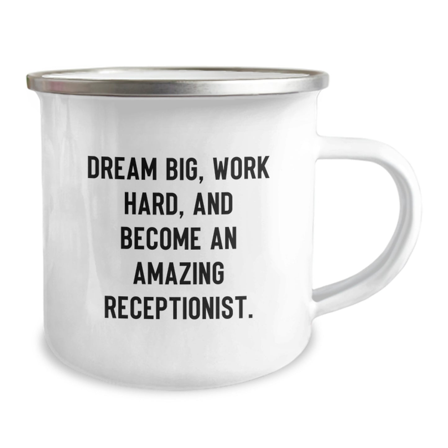 Inspirational Receptionist Gifts from Friends, Unique Christmas Unique Gifts for Receptionists, Funny Camping Mug, 'Dream Big, Work Hard, And Become An Amazing Receptionist.' - Image 2