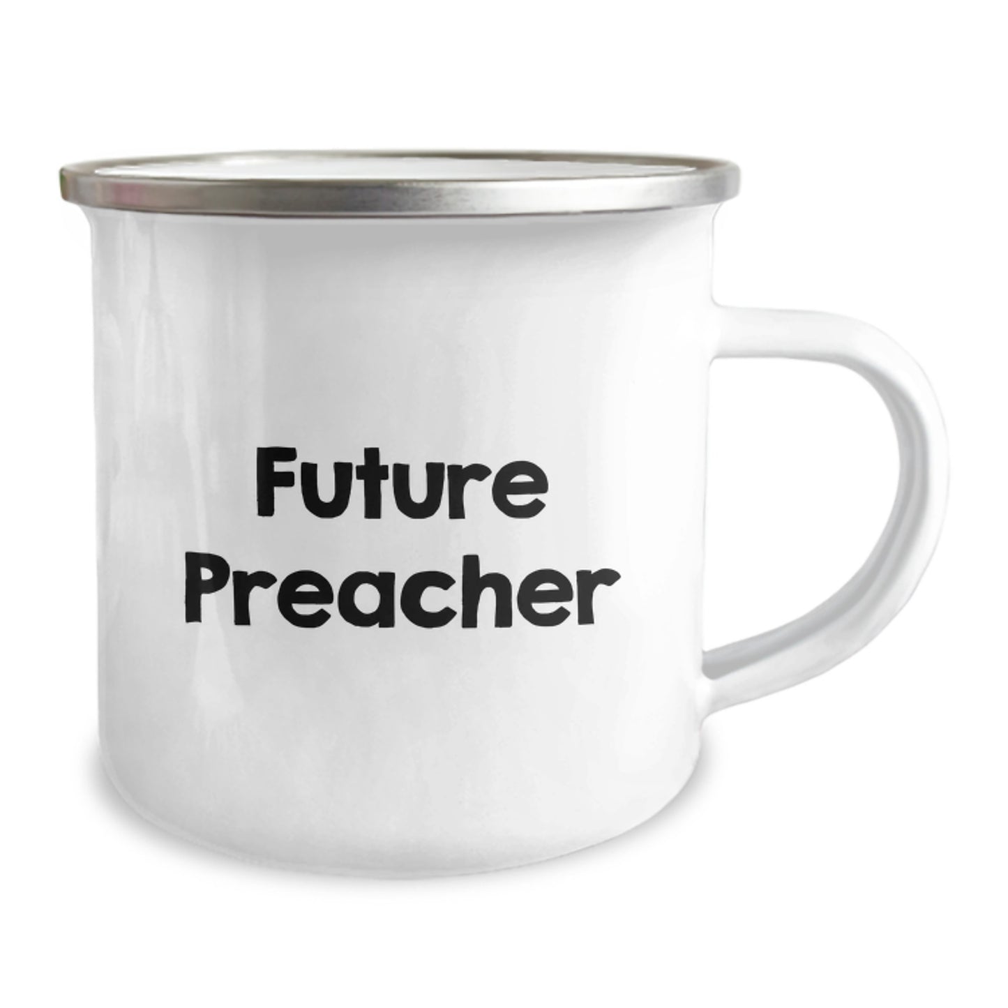 Funny Preacher Gifts from Men for Christmas Unique Gifts - 'Future Preacher' Enamel Camping Mug - Image 2
