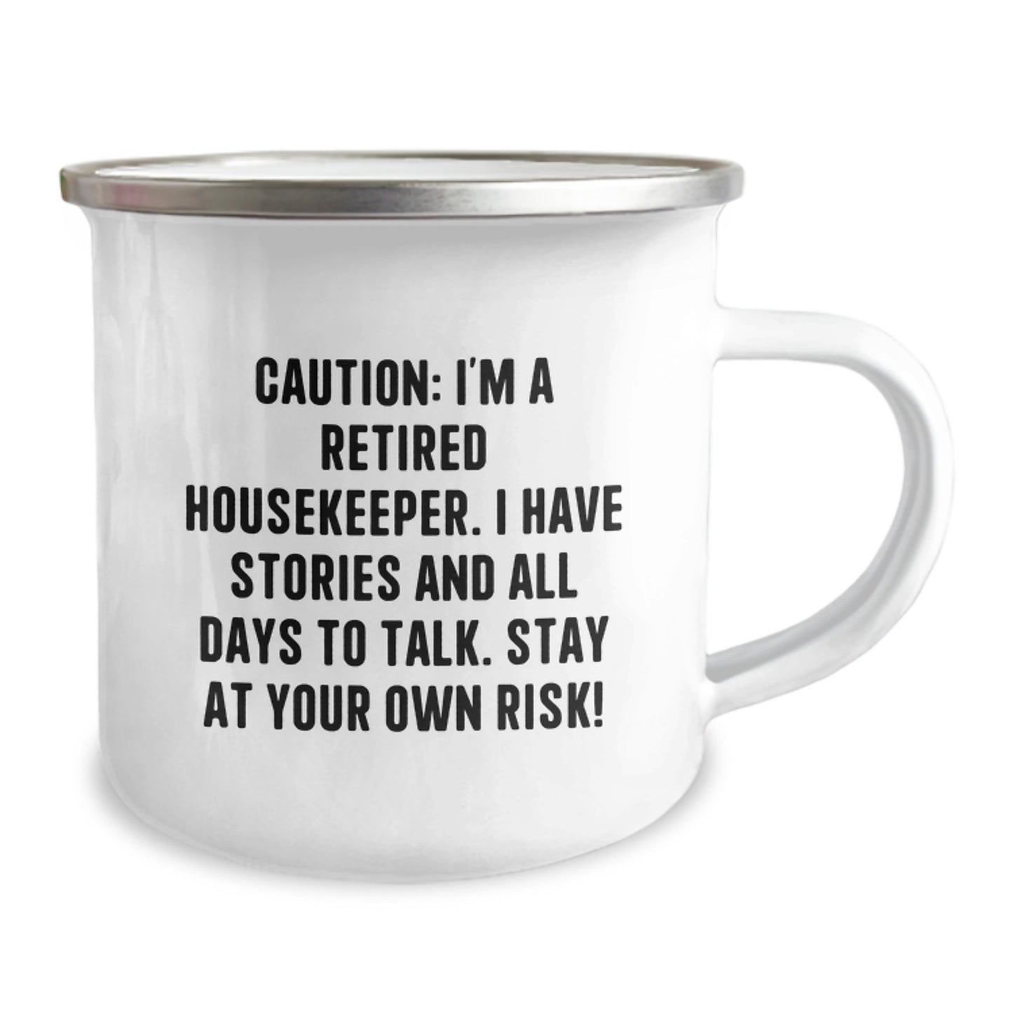 Funny Housekeeper Gifts from Men to Women Friends Family - Caution I'm A Retired Housekeeper Camping Mug Christmas Unique Gifts - Image 2