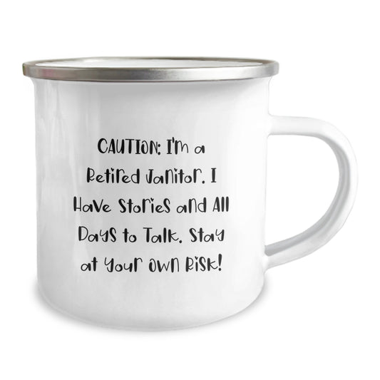 Funny Janitor Gifts for Men, Camping Mug for Coworkers, I'm a Retired Janitor, Stay at Your Own Risk, Christmas Unique Gifts - Image 2