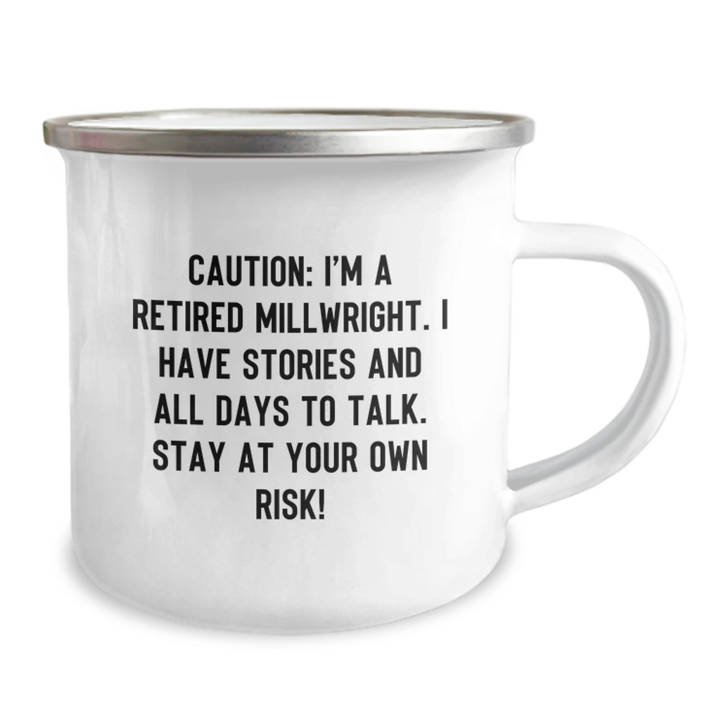 Funny Millwright Gifts for Men - Caution: Stories Ahead! Camping Mugs - Stainless Steel with Enamel Finish - Gifts from Men to Millwright Friends - Christmas Unique Gifts - Image 2