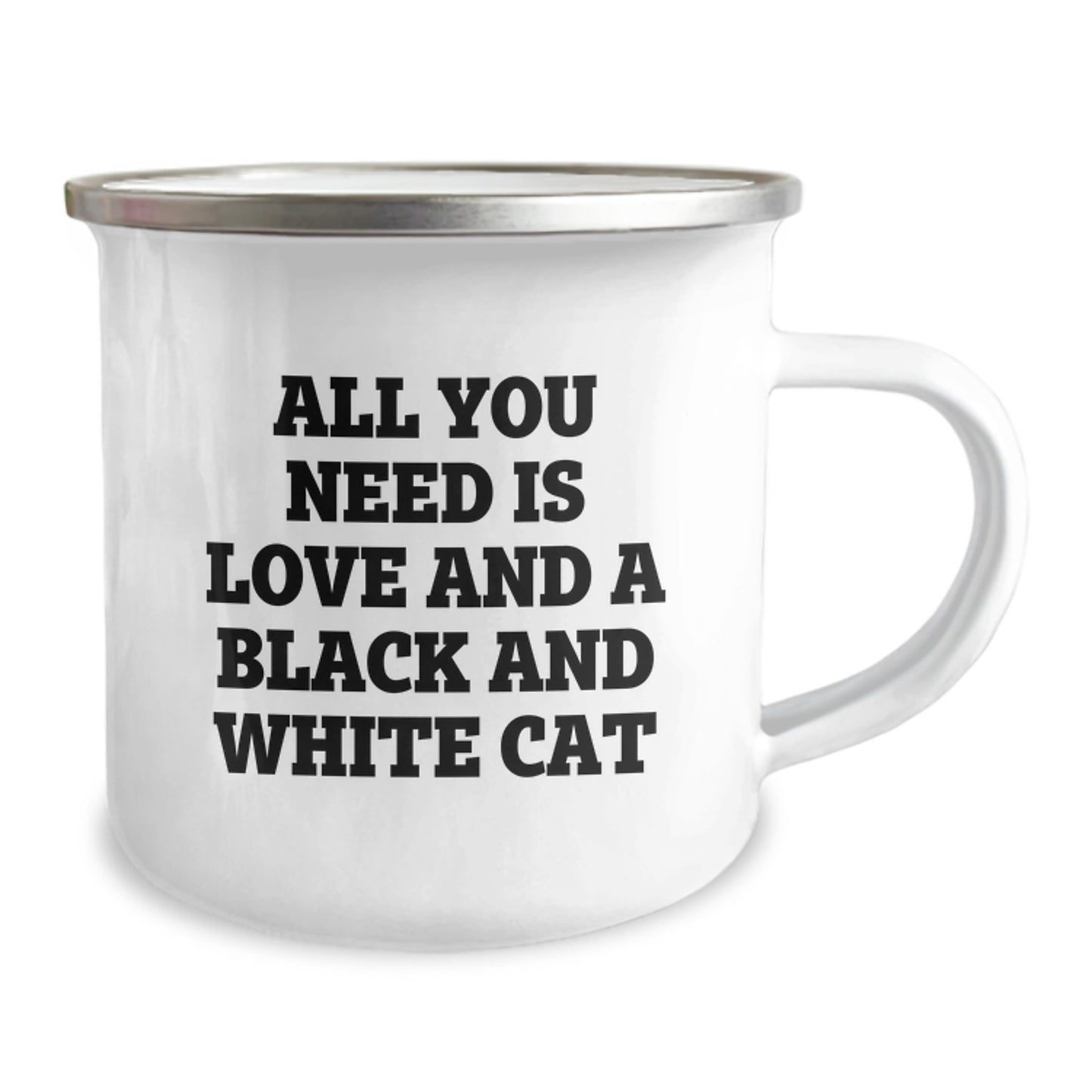 Funny Black and White Cat Camping Mug - All You Need Is Love And A Black And White Cat, Ideal Gifts from Friends for Black and White Cat Lovers, Unique Christmas Unique Gifts for Men Women - Image 2