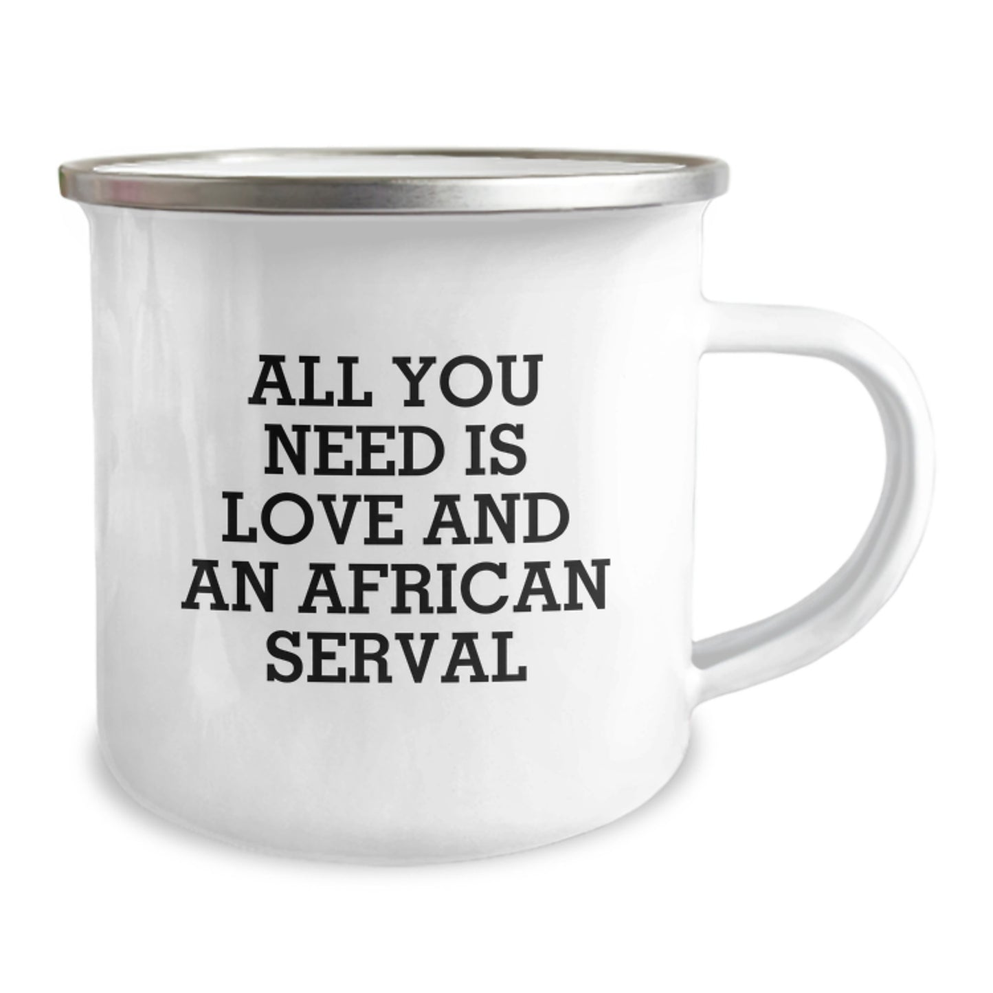 Funny African Serval Cat Gifts, Gifts from Family to Graduates, All You Need Is Love And An African Serval, Camping Mug - Image 2