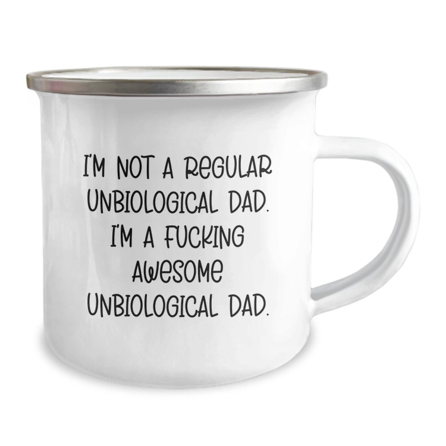 Unbiological Dad Camping Mug Gifts from Men to Unbiological Dad, Funny Quote Inside, 12 oz Stainless Steel with Enamel Finish, Perfect for Graduation Unique Gifts - Image 2