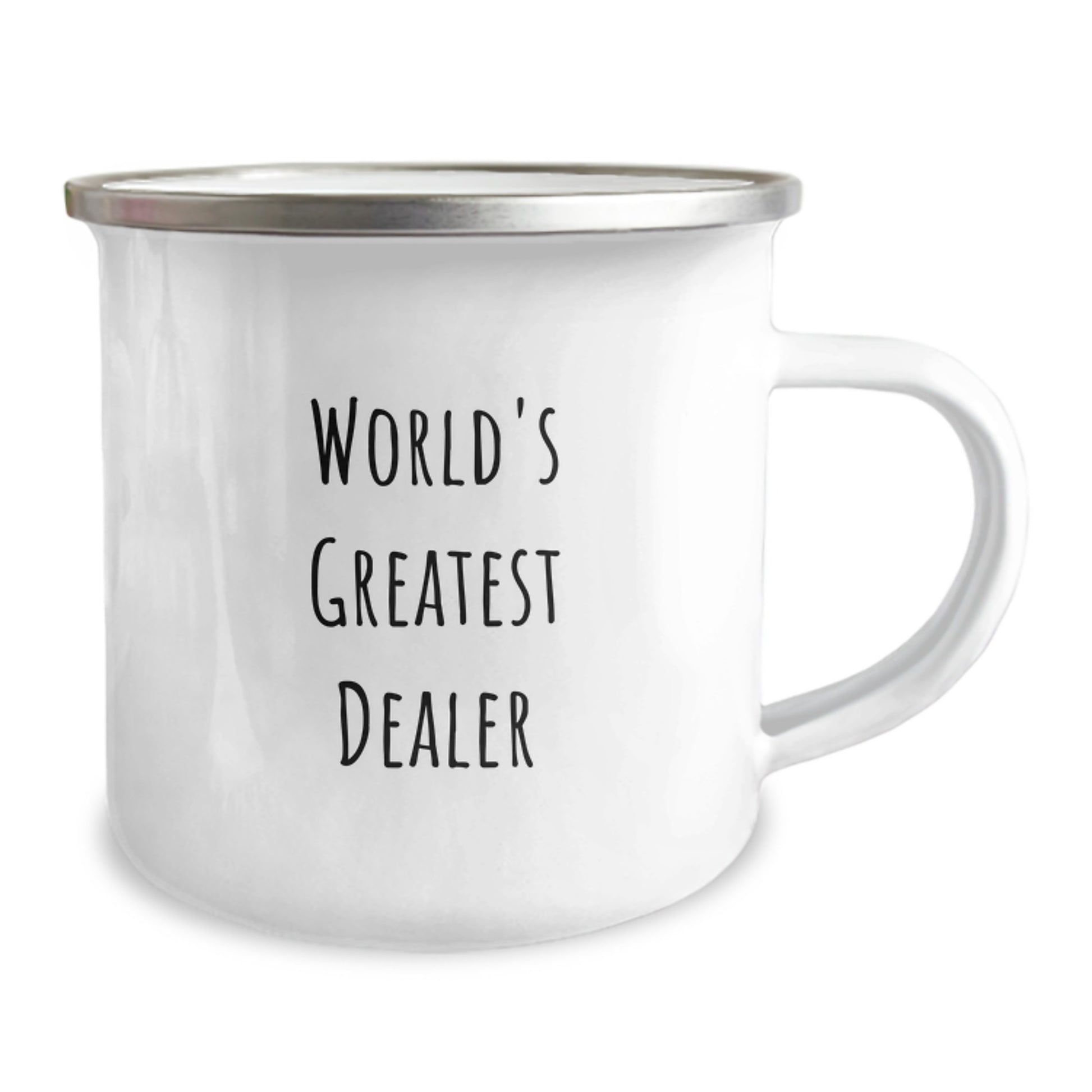 Funny 'World's Greatest Dealer' Camping Mug, Unique Gifts from Men for Father's Day, Perfect for Dealer Enthusiasts, 12 oz Stainless Steel with Enamel Finish - Image 2