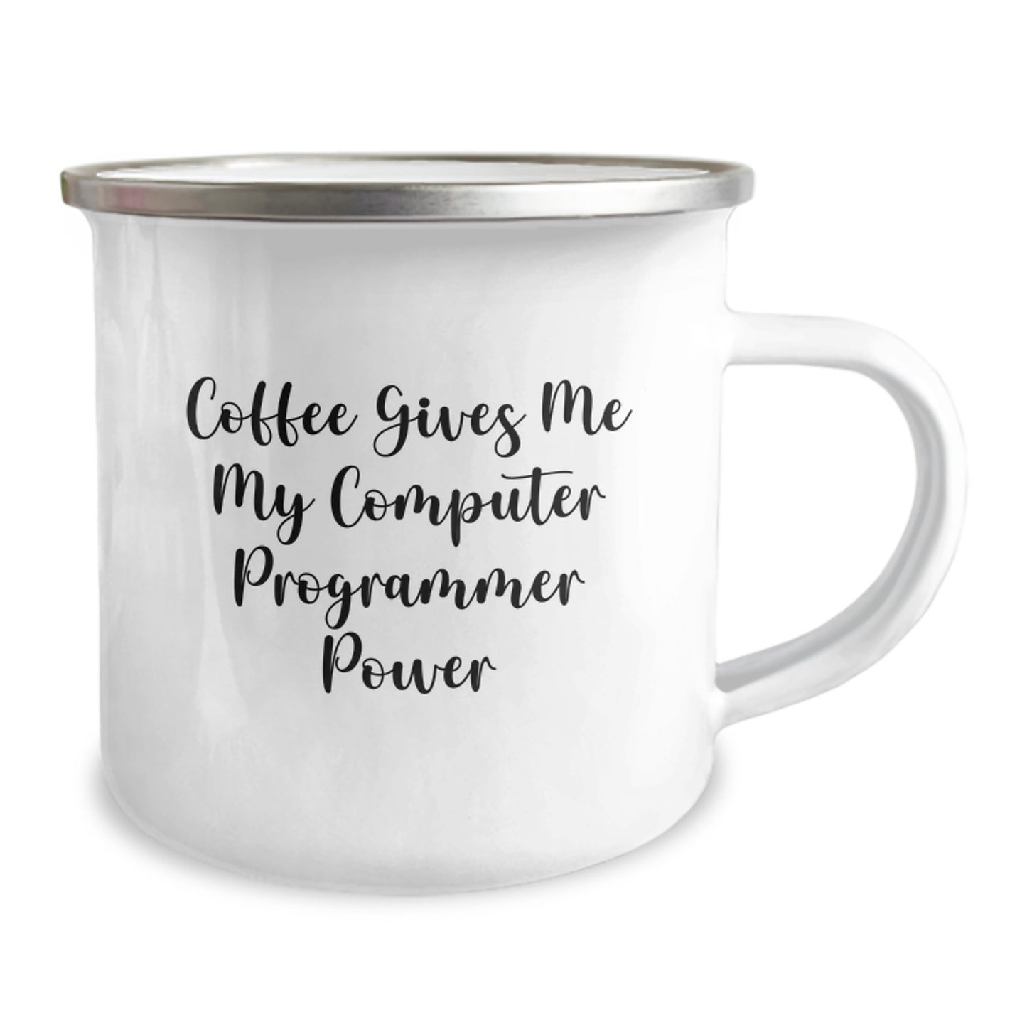 Funny Computer Programmer Gifts from Friends for Christmas - Coffee Gives Me My Computer Programmer Power - Camping Mug - Image 2