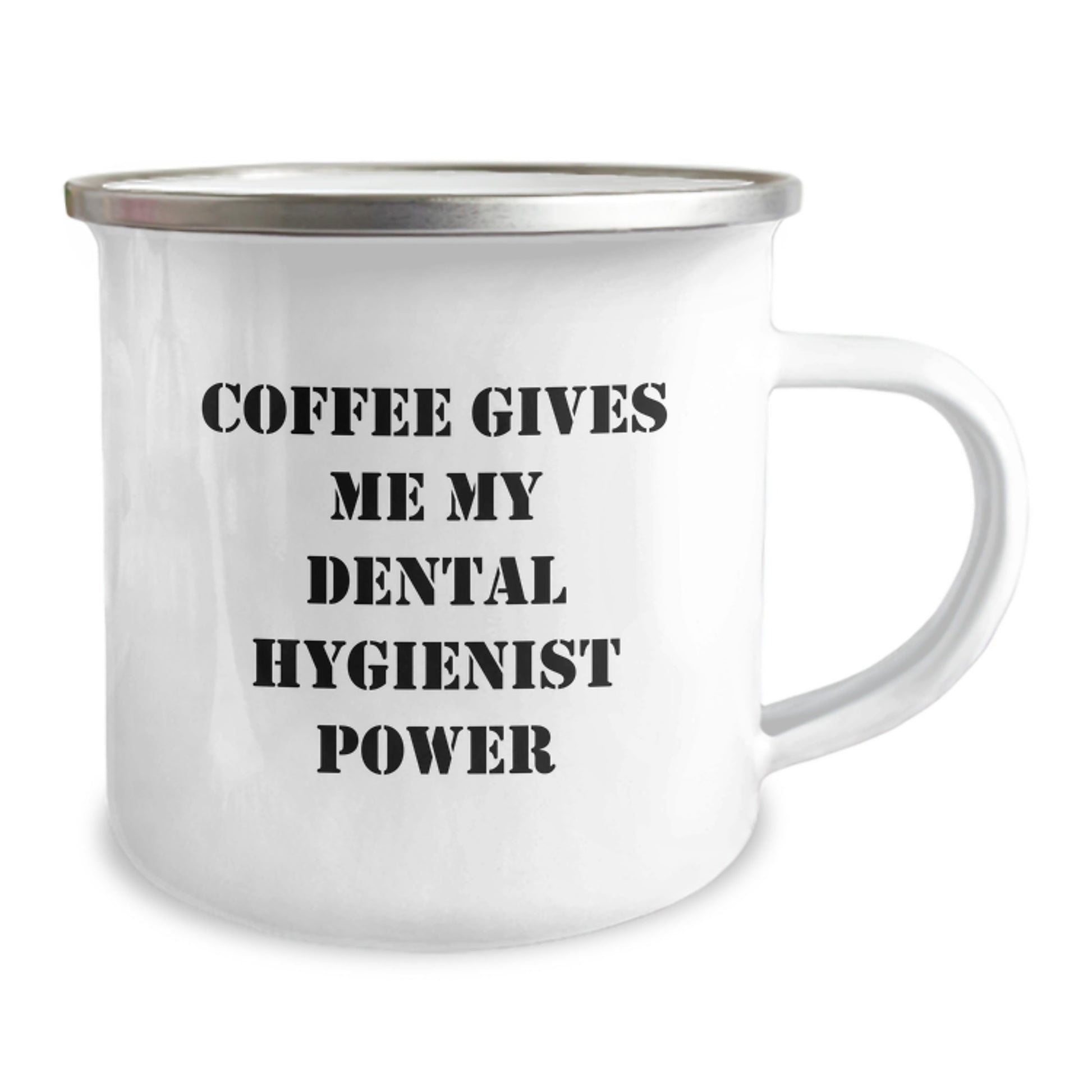 Funny Dental Hygienist Gifts from Friends - Coffee Gives Me My Power Graduation Unique Gifts for Her - 12 oz Stainless Steel Camping Mug - Image 2