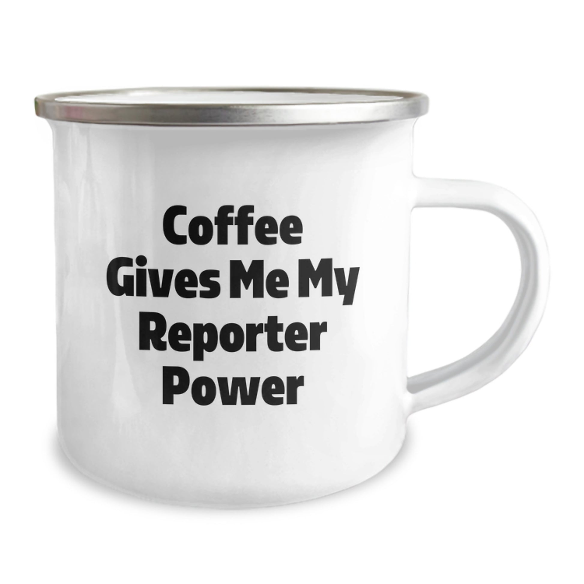 Funny Reporter Gifts from Friends for Men Camping Mug - Coffee Gives Me My Reporter Power - Image 2
