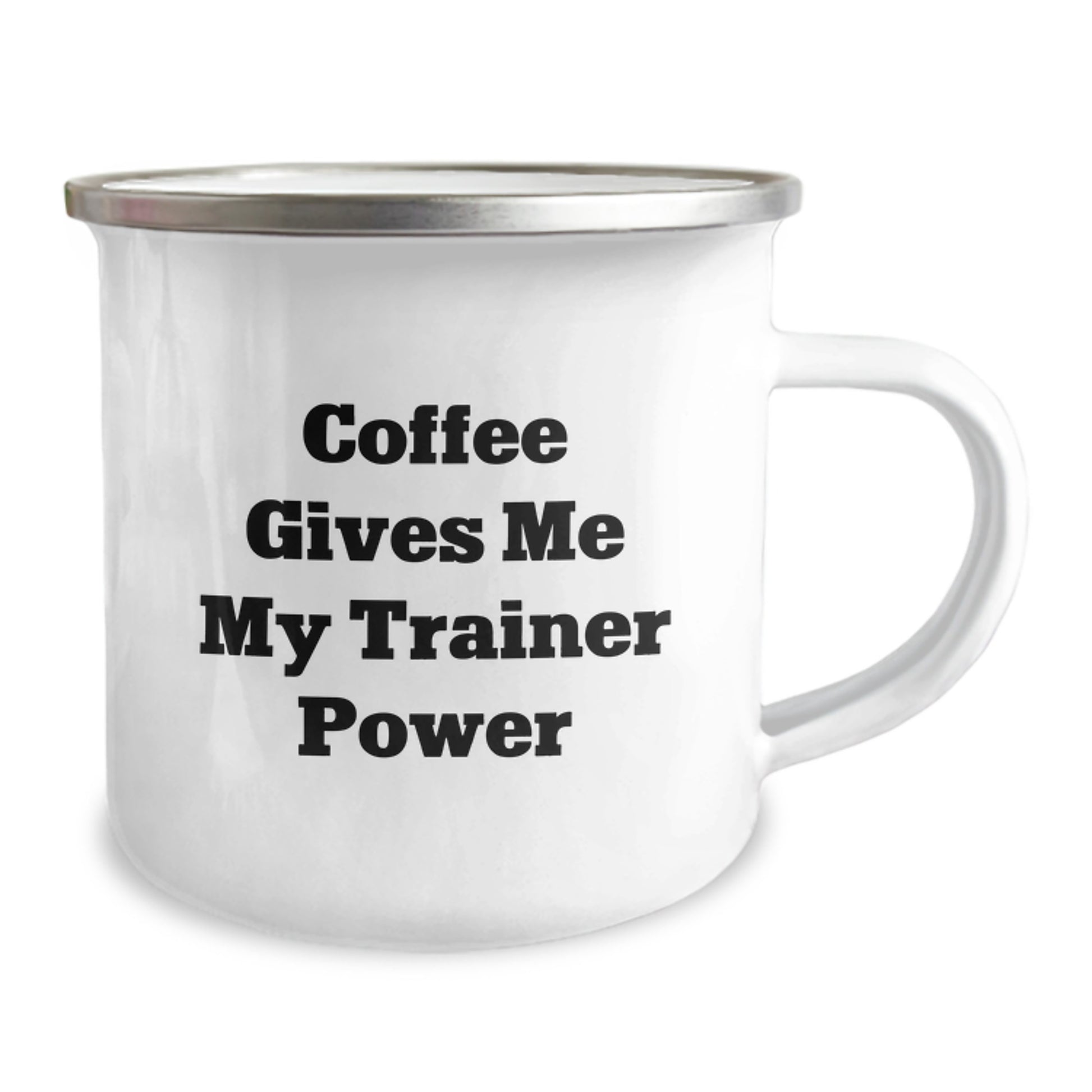 Funny Trainer Gifts from Friends for Birthday Morning Coffee Lovers - Coffee Gives Me My Trainer Power, 12 oz Stainless Steel Camping Mug - Image 2