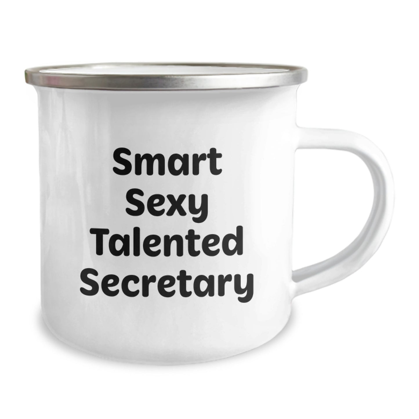 Funny Secretary Camping Mug Gifts from Friends to Talented Graduates, 12 oz Stainless Steel with Enamel Finish, 'Smart Sexy Talented Secretary' Quote - Image 2