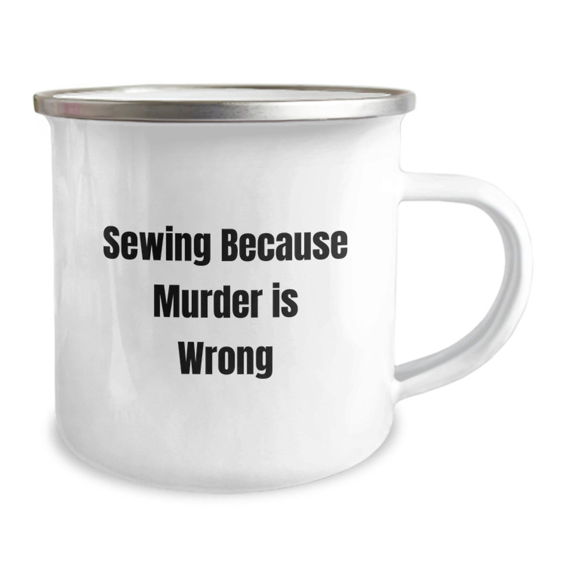Funny Sewing Gifts from Friends, Birthday Unique Sewing Mugs for Sewing Enthusiasts, Camping Mug with Sewing Because Murder Is Wrong Quote - Image 2