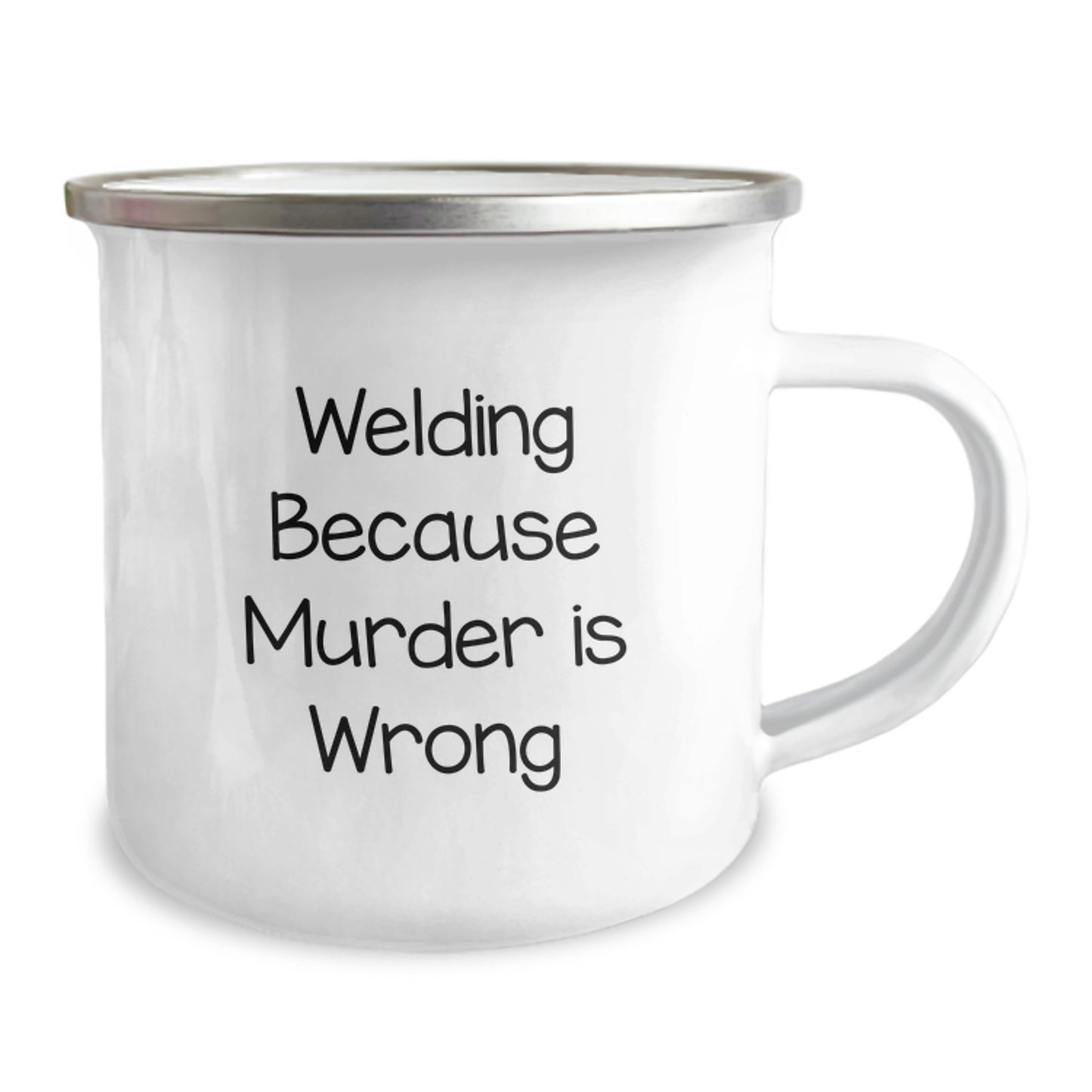 Welding Gifts for Men Stainless Steel Camping Mug Funny Quote 'Welding Because Murder Is Wrong' Birthday Unique Gifts from Friends - Image 2