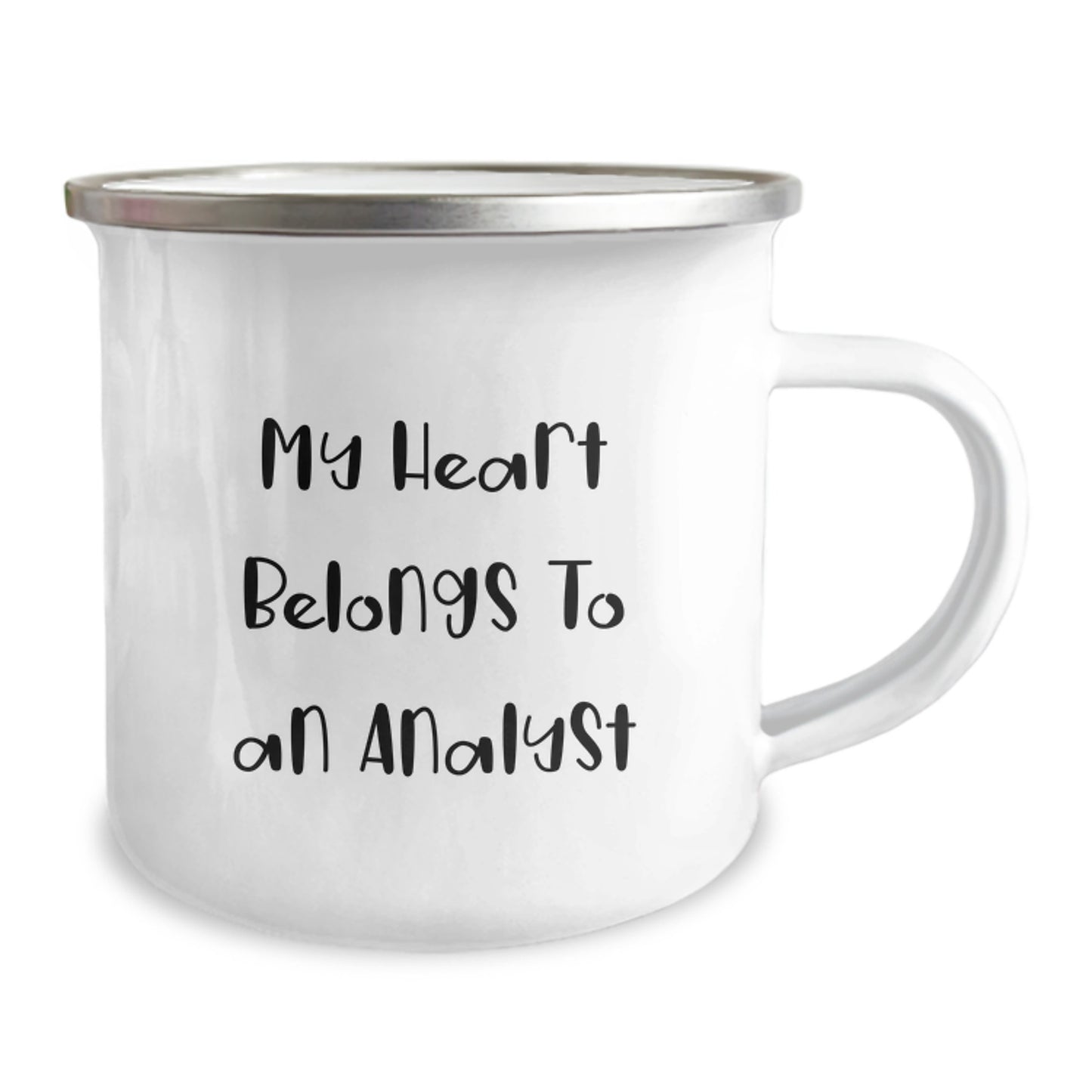 Funny Analyst Gifts for Men, Women, Friends, Coworkers - Christmas Unique Gifts from Family, 'My Heart Belongs To An Analyst' Camping Mug - Image 2