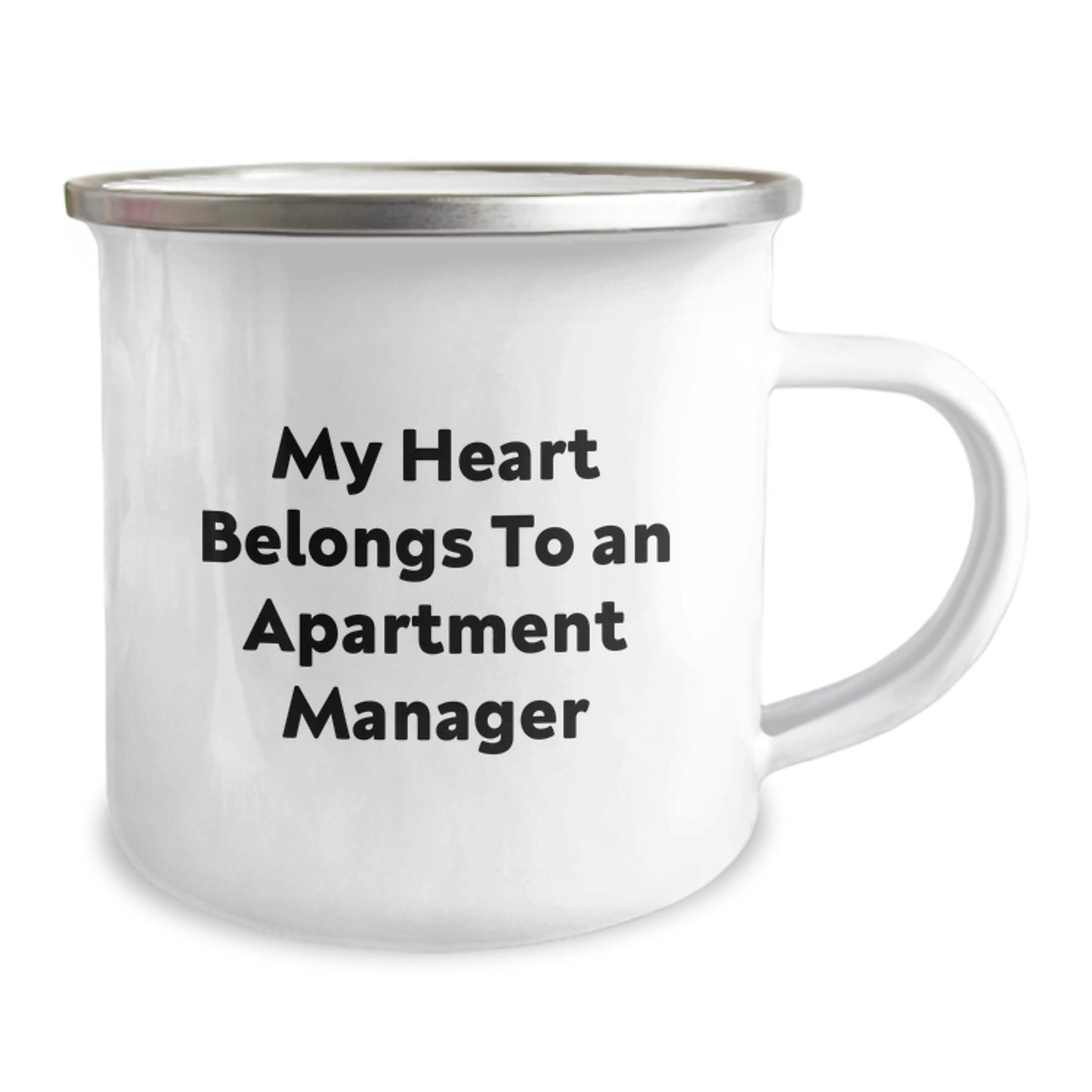Funny Apartment Manager Gifts for Men - Camping Mug, My Heart Belongs To An Apartment Manager, Christmas Unique Gifts from Friends to Family - Stainless Steel with Enamel Finish - Image 2