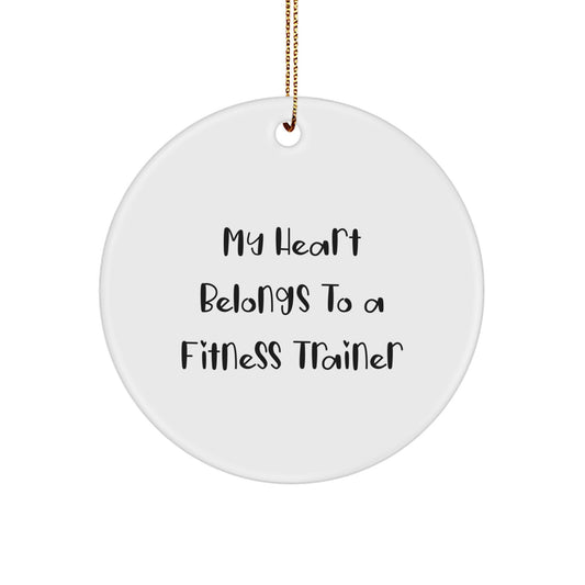 Funny Fitness Trainer Gifts for Men, Unique Circle Ornaments for Christmas, My Heart Belongs To, from Friends, Family, or Coworkers - Image 1