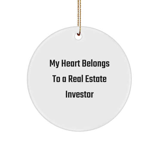 Funny Real Estate Investor Gifts from Friends - My Heart Belongs To A Real Estate Investor Christmas Unique Ornaments for Real Estate Investor Men Women - Image 1