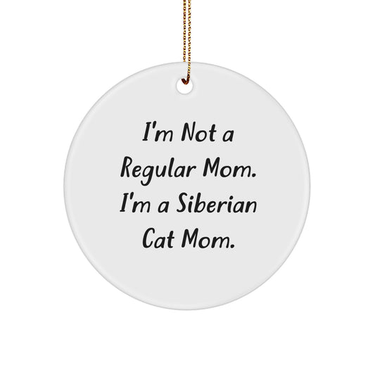Siberian Cat Mom Funny Gifts from Family for Siberian Cat Lovers, Circle Ornament, Christmas Unique Gifts - Image 1