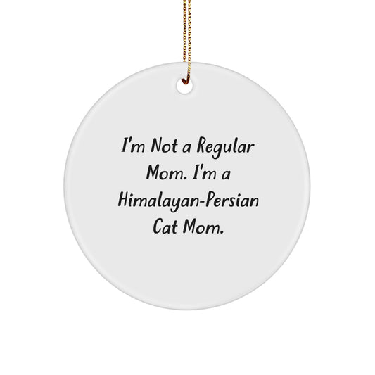 Himalayan-Persian Cat Mom Gifts from Family for Christmas Unique Circle Ornament, Funny Quote Inside, White Color, 2.75'' Tall - Image 1