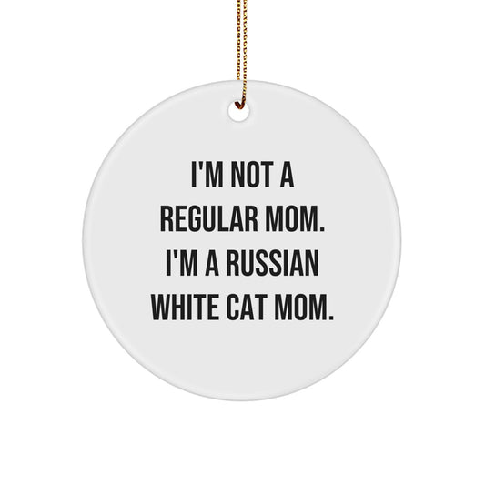Funny Russian White Cat Mom Gifts from Friends to Family - Russian White Cat Circle Ornament for Christmas - Image 1