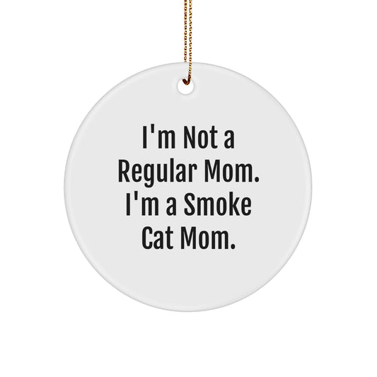 Funny Smoke Cat Mom Gifts from Family to Friends, I'm Not A Regular Mom. I'm A Smoke Cat Mom. Circle Ornament Christmas Decorations - Image 1