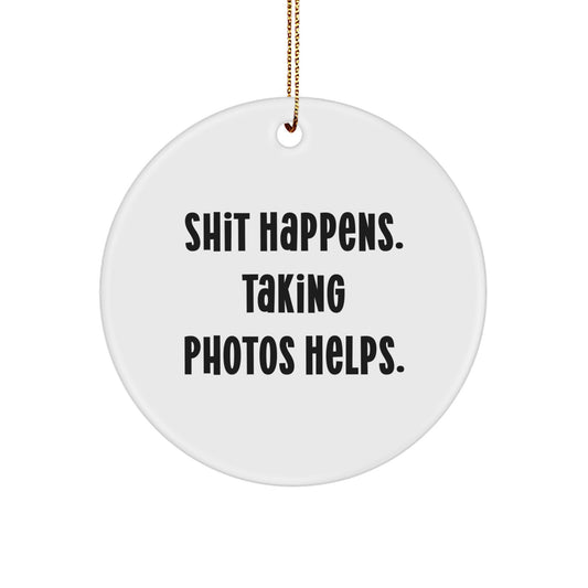 Funny Taking Photos Gifts for Men from Family, Unique Circle Ornament for Taking Photos Enthusiasts, Christmas Decorations - Image 1