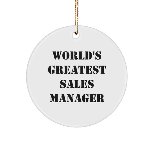 Funny 'World's Greatest Sales Manager' Christmas Unique Gifts for Sales Managers from Friends - Unique Circle Ornament - Image 1