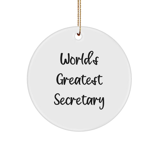 Gifts for Secretary World's Greatest Quotes Funny Christmas Circle Ornament Gifts from Friends, Funny Office Decor, Secretary Gifts Ideas - Image 1