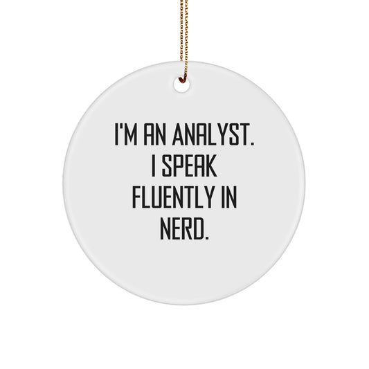 Funny Analyst Gifts Circle Ornament 'I'm An Analyst. I Speak Fluently In genius.' for Christmas from Family - Image 1