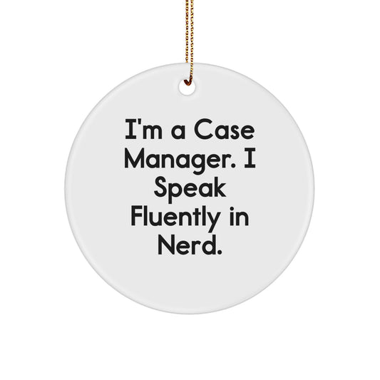 Case Manager Gifts from Friends, Inspirational Circle Ornament for Christmas, 'I Speak Fluently In genius' Quote, Unique Case Manager Decor, Gifts for Case Managers - Image 1