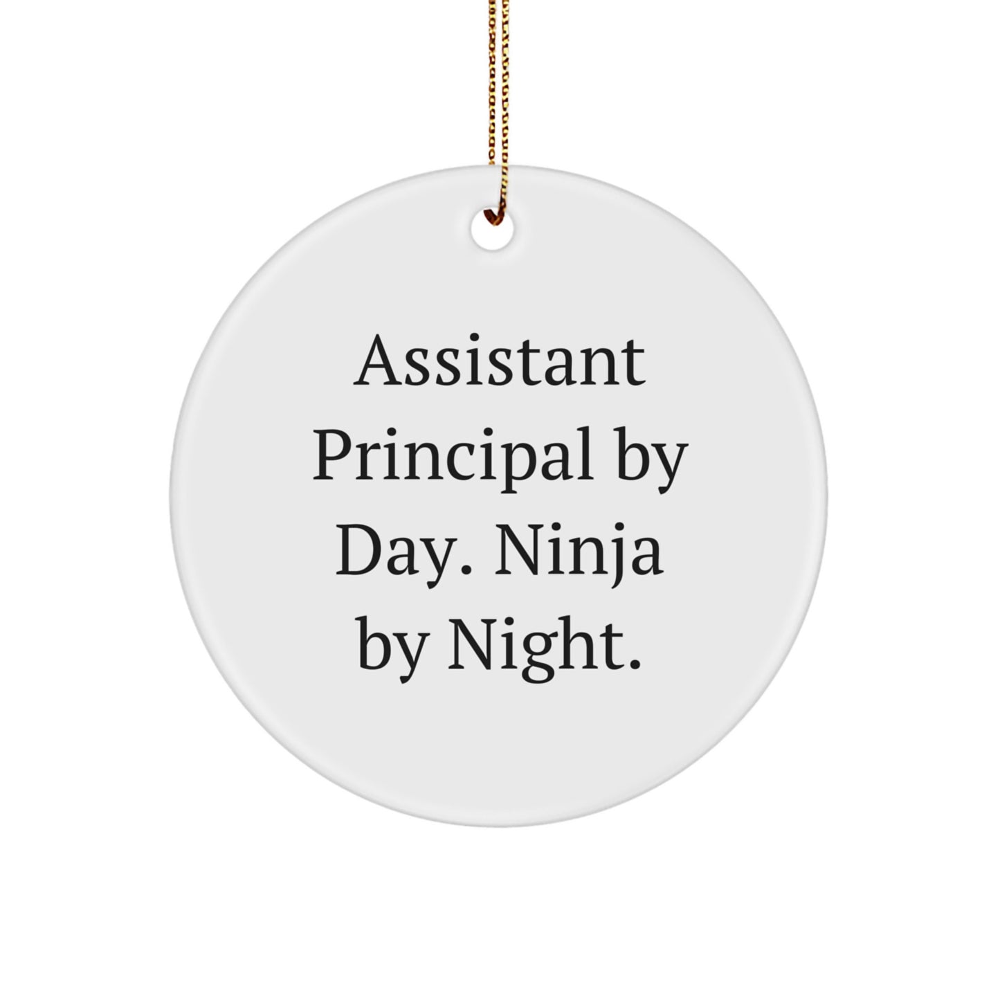 Funny Assistant Principal Gifts for Men, Assistant Principal By Day Ninja By Night Circle Ornament, Christmas Unique Gifts from Family to Assistant Principal - Image 1