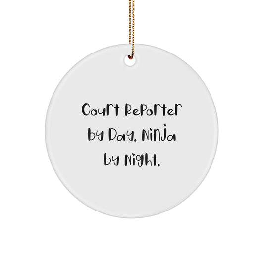 Court Reporter Gifts, Unique Christmas Ornaments, 'Court Reporter By Day. Ninja By Night.' Quote Decor - Image 1