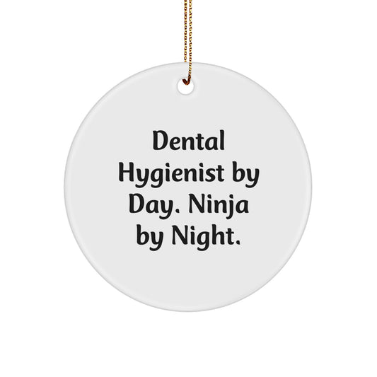 Funny Dental Hygienist Gifts from Men to Coworkers, Ninja By Night, Christmas Unique Circle Ornaments - Image 1
