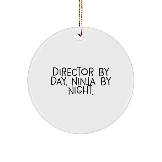 Director Gifts from Family, Funny Circle Ornament for Director By Day Ninja By Night, Christmas Unique Ornaments for Men - Image 1