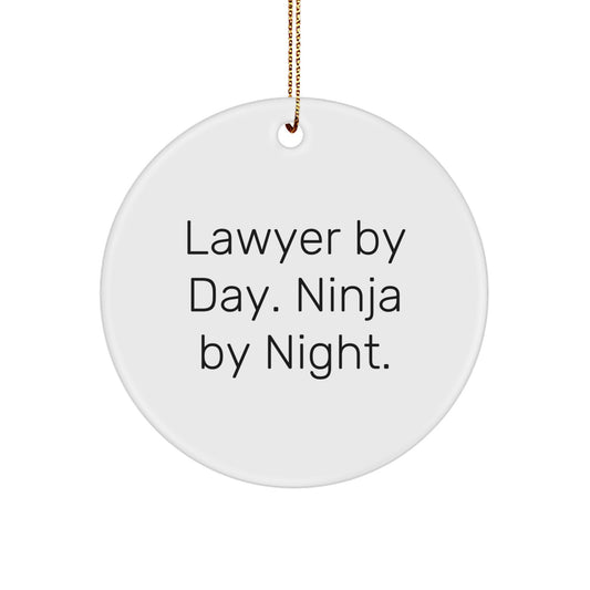Lawyer Gifts from Men, Lawyer By Day. Ninja By Night., Circle Ornament for Christmas Unique Gifts for Lawyer - Image 1